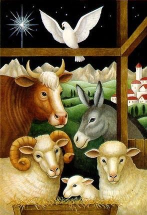 animals in the manger